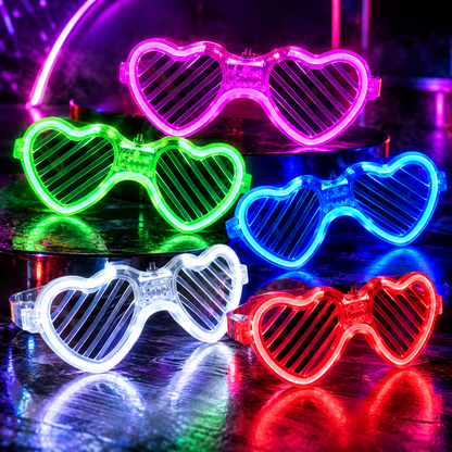 LED Heart Glasses 5 Pack
